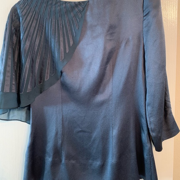 BCBG Max Azria Runway Silk Fan Sleeve Blouse: XS - Picture 7 of 8